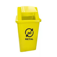 CESTO QUADRADO 60L C/ TAMPA AMARELO C/ A