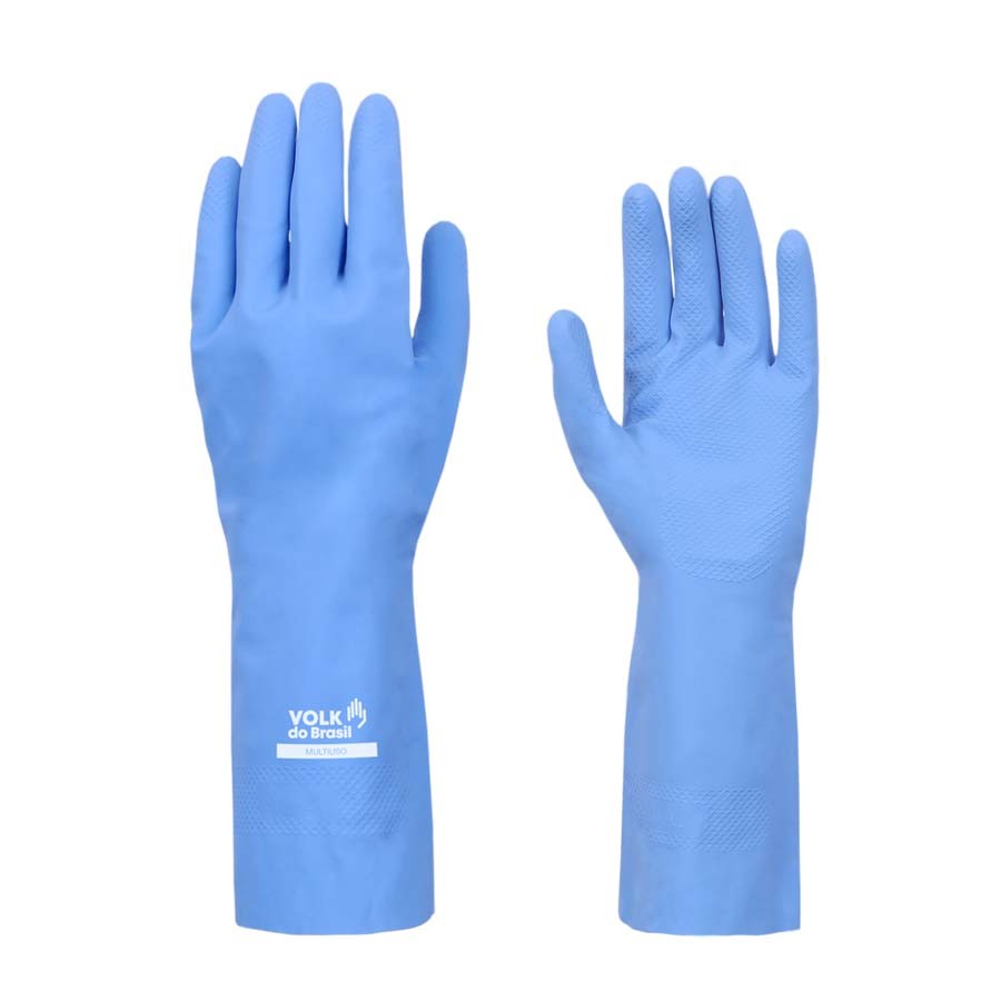 LUVA LATEX C/ FORRO STD AZUL TAM (G)
