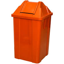 CESTO QUADRADO 60L C/ TAMPA LARANJA C/ A